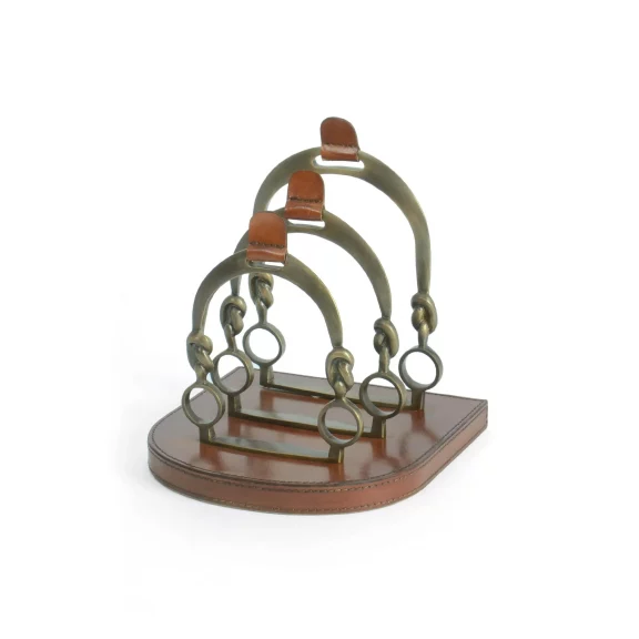 Equestrian Brass & Leather Letter Rack