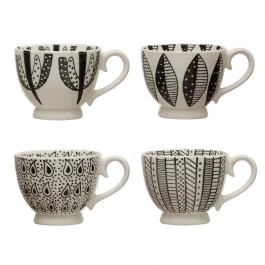 Stoneware Mugs – Black & White Patterns (4 Styles) - Dog & Pony Show