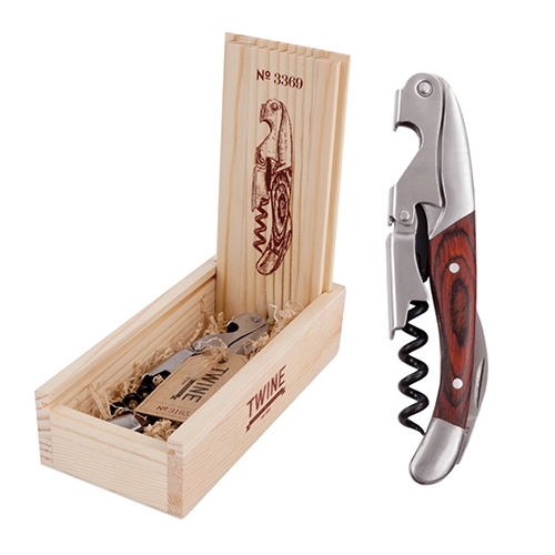 Wood Handled Corkscrew in Wood Box