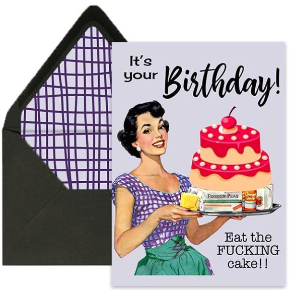 Eat The F*cking Cake - Retro Birthday Card