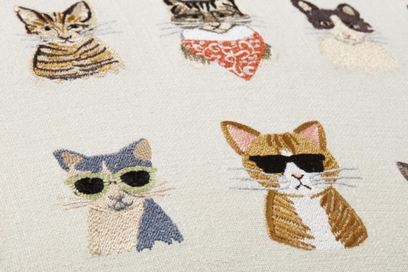 RIFLE PAPER CO. Assorted Stylish Cats Cotton Pillow w/ Down Insert