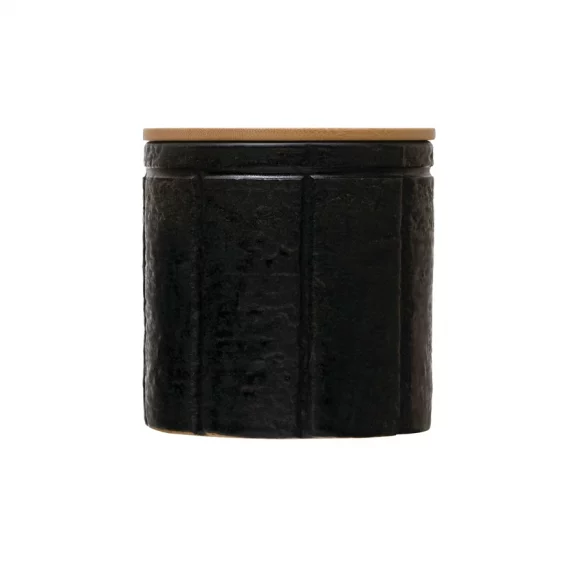 Black Stoneware Canister With Bamboo Lid - Dog & Pony Show