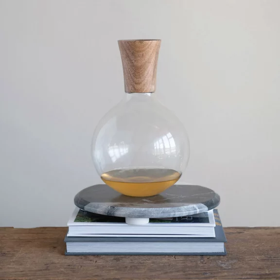 Glass and Mango Wood Decanter/Vase - Dog & Pony Show