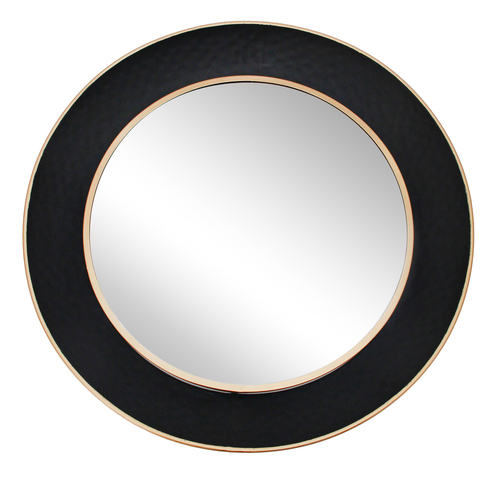 Black Round Mirror With Gold Rim - Dog & Pony Show