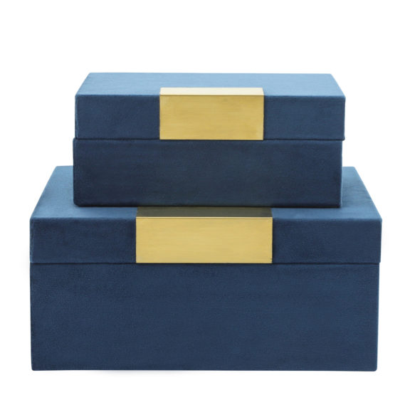 Navy & Gold Velveteen Jewelry Boxes S/2 - Dog & Pony Show