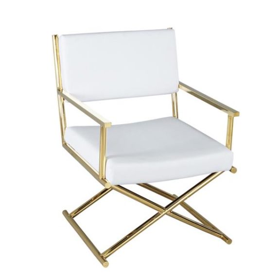 Metal Director's Chair - White & Gold