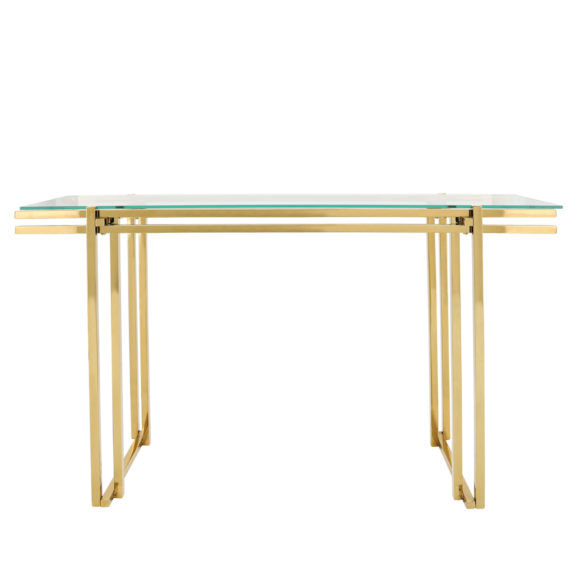 Gold Metal Console Table With Glass Top - Dog & Pony Show