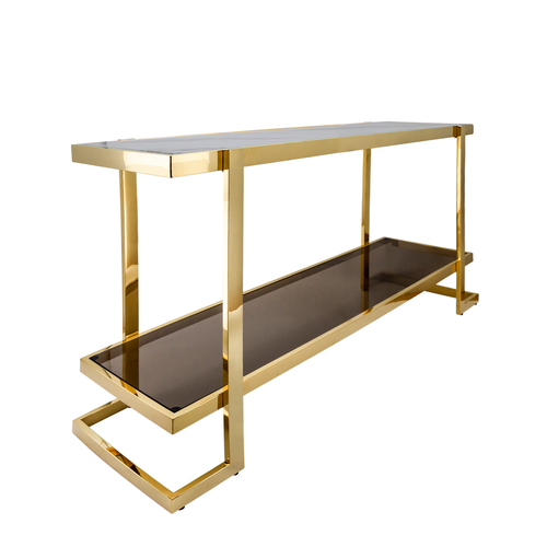 Gold Metal, Marble & Glass Console Table - Dog & Pony Show