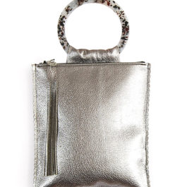 LARA B DESIGNS Hanna Leather Handbag - Pewter Pearl