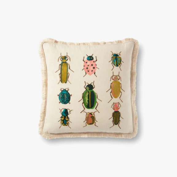 RIFLE PAPER CO. Beetles Pillow Cover w/ Down Insert (18" x 18")
