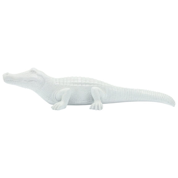 White Polyresin Crocodile Sculpture