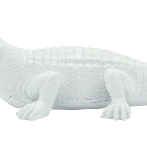 White Polyresin Crocodile Sculpture