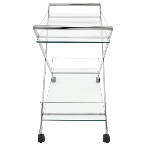 Two Tier Rolling Bar Cart - Silver