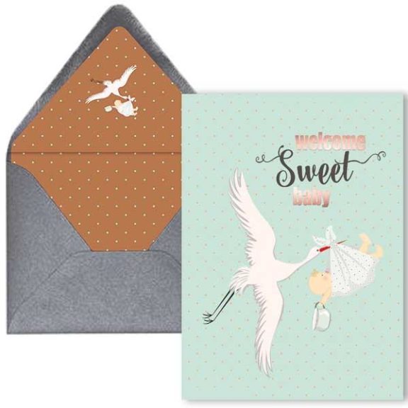 Vintage Stork - New Baby Card