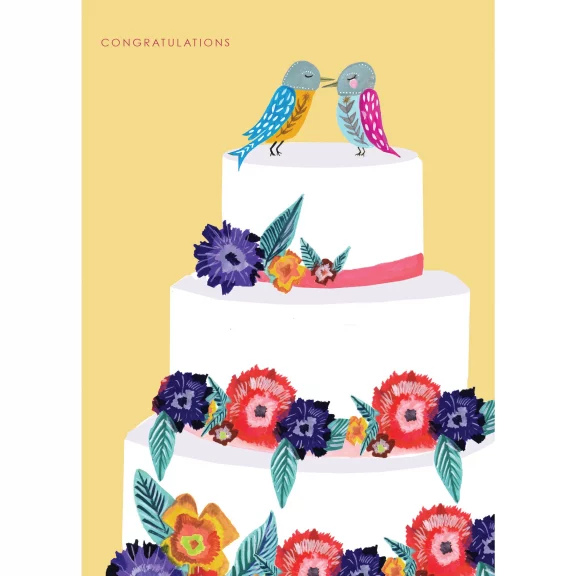 Birdy Wedding Cake - Wedding Card
