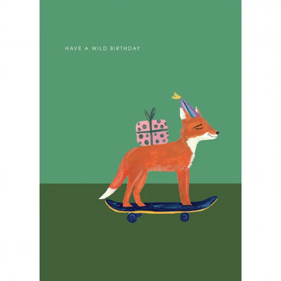 Skateboarding Fox – Birthday Card - Dog & Pony Show