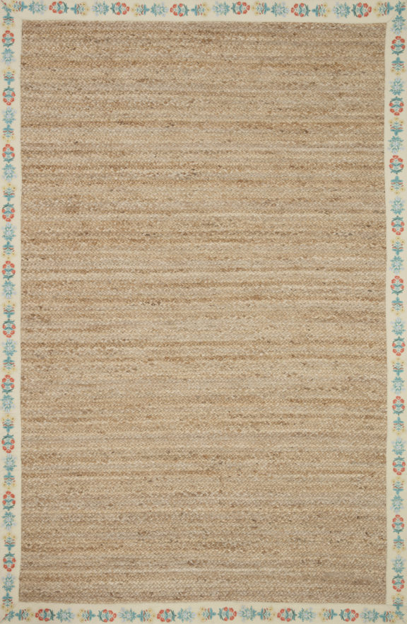 RIFLE PAPER CO Costa Mughal Rose Natural/Cream Rug 5 X 7.6 - Dog & Pony Show