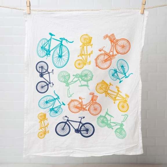 Multicolored Bikes Flour Sack Tea Towel - Dog & Pony Show