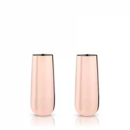 Stemless Copper Champagne Flutes S/2