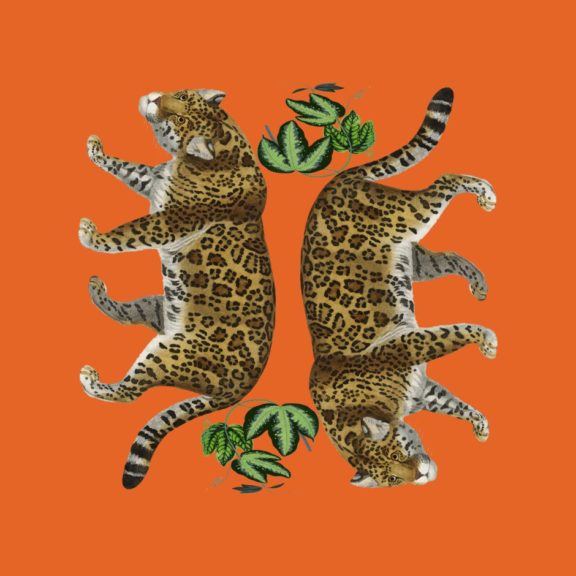 NICOLETTE MAYER “Leopard Seeing Double” Orange Acrylic Tray (6 Sizes)