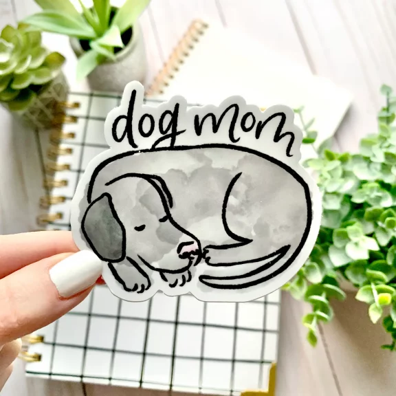 Watercolor "Dog Mom" Vinyl Sticker