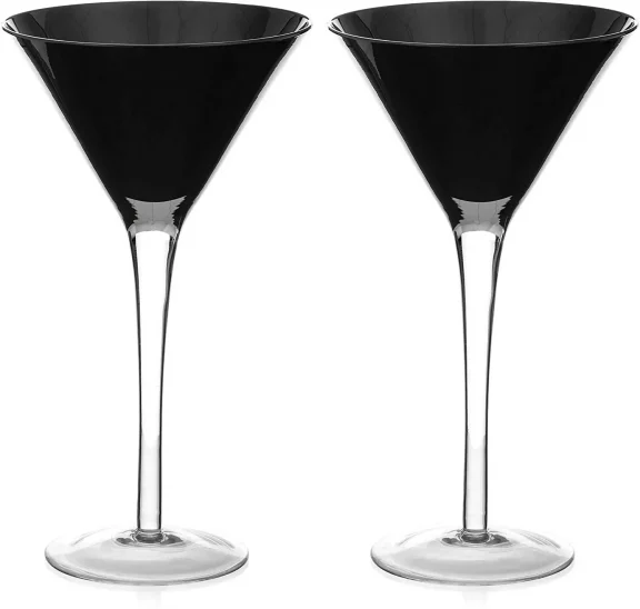Black Crystal Martini Glasses S/2