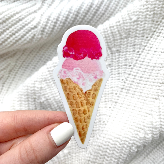 Pink Ice Cream Cone Vinyl Sticker