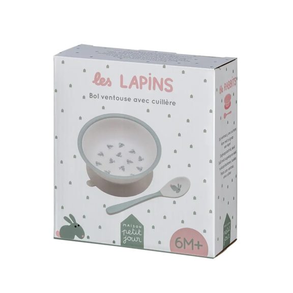 les Lapins/Rabbit Bowl w/ Suction Pad & Spoon 6M+