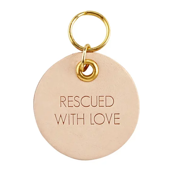 Leather Pet Tag - Rescued With Love