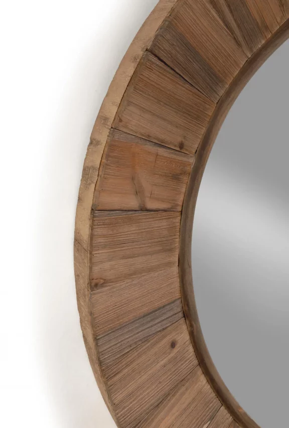Reclaimed Wood 31” Round Wall Mirror
