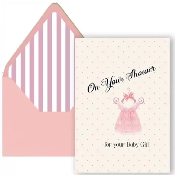 Vintage Baby Girl Shower - New Baby Card