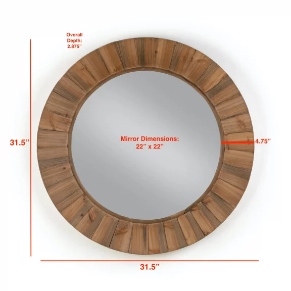 Reclaimed Wood 31” Round Wall Mirror