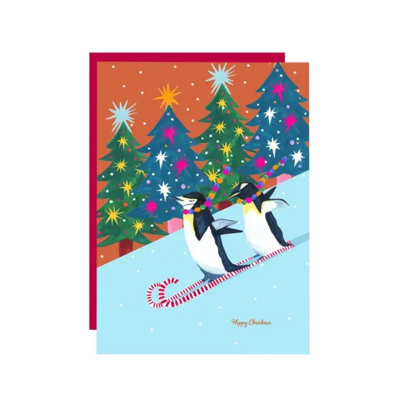 Penguin Race - Happy Christmas Card