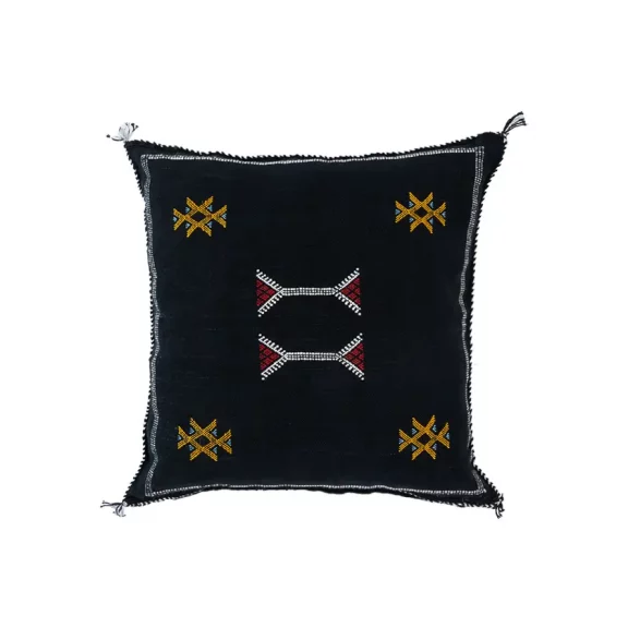 Moroccan Black Cactus Silk Pillow Cover w/ Insert 20x20