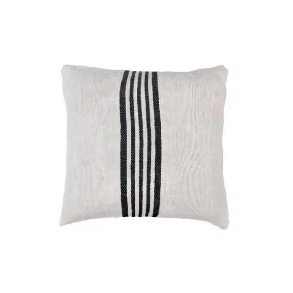 Moroccan White & Black Stripes Cotton Pillow Cover w/ Insert 20x20