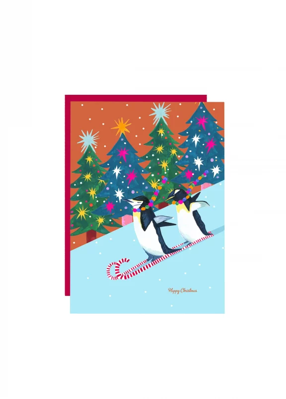 Penguin Race - Happy Christmas Card