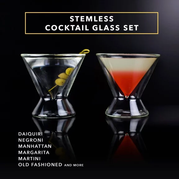 STEMLESS MARTINI GLASS SET/2