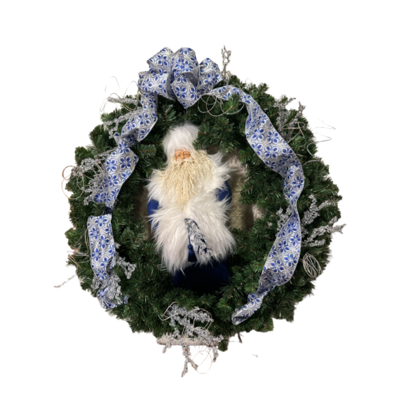 OLDE WORLD SAINT NICKS Wreath with Santa in UNCA Colors